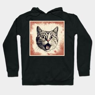 Shocked Cat Cartoon Vintage Cartoon Cat Crazy Hoodie